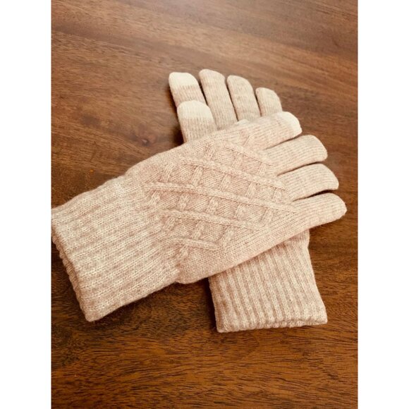 🆕Women Beige Winter Warm Touchscreen Texting Knit Thermal Wool Lining Gloves - Picture 1 of 8